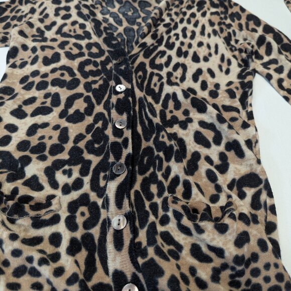 Ellison Size Small Cotton/Linen Blend Leopard Print V-Neck Cardigan - Picture 9 of 12